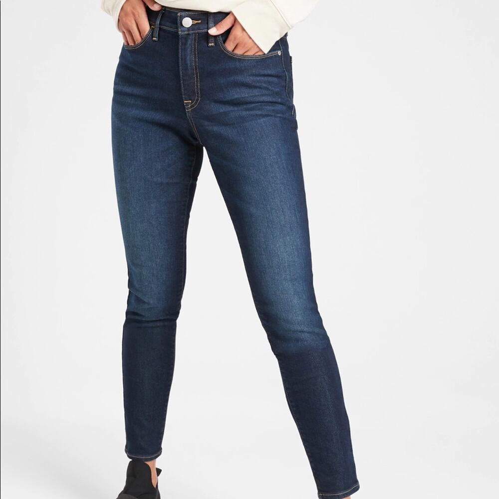 Athleta Sculptek Stretch Skinny Dark Wash Mid Rise Jeans Size 0